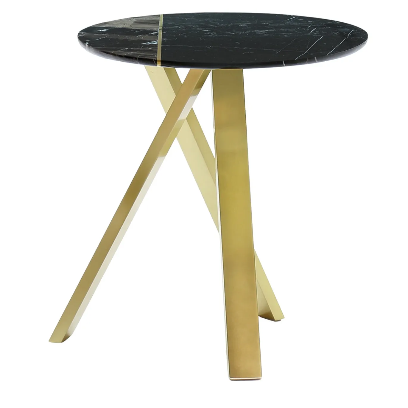 Tavolino laterale con gambe in metallo Meridian e top in marmo