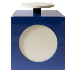 Tavolino laterale Cube Blu e Bianco Lucido Toy Boy