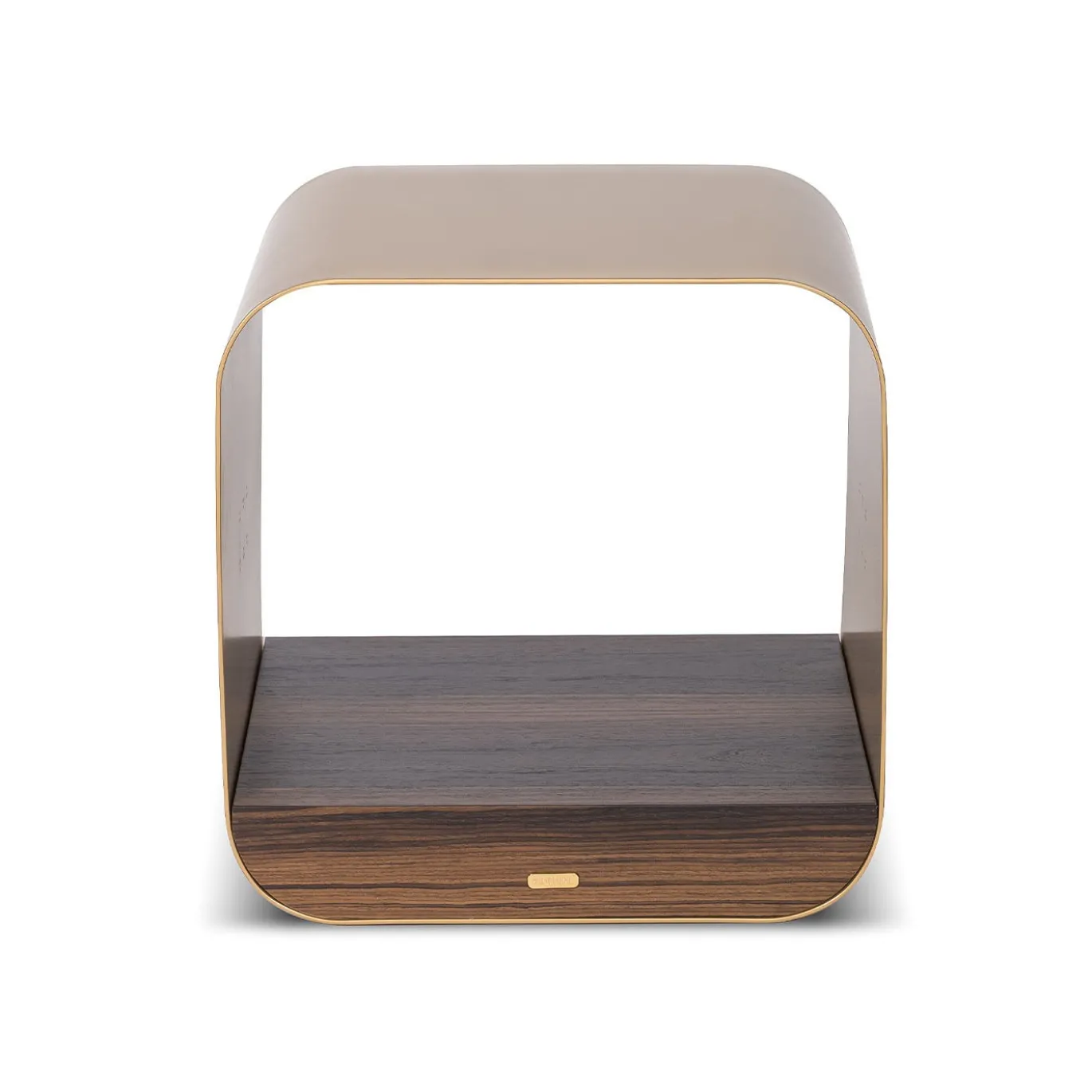 Tavolino laterale in metallo dorato Tawla con base in legno