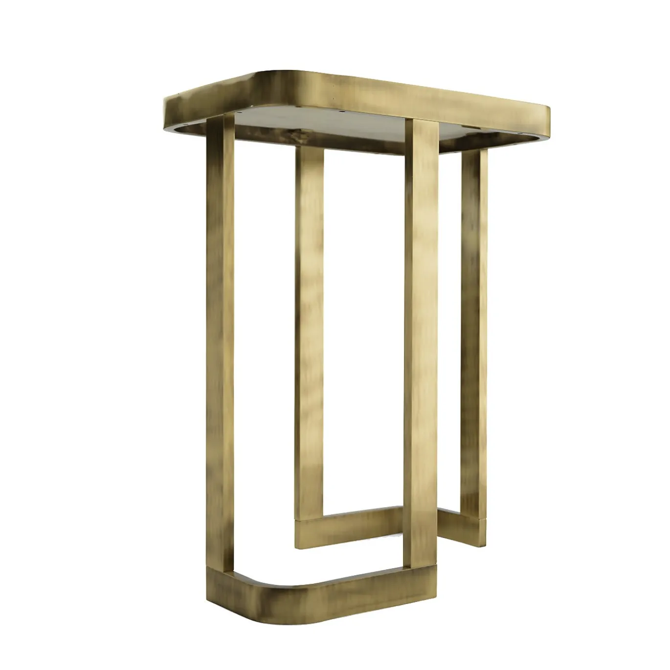 Tavolino laterale Jean con struttura in ottone e piano in marmo Calacatta