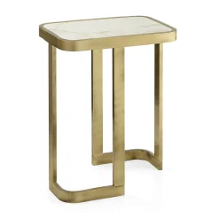 Tavolino laterale Jean con struttura in ottone e piano in marmo Calacatta