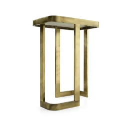 Tavolino laterale Jean con struttura in ottone e piano in marmo Calacatta
