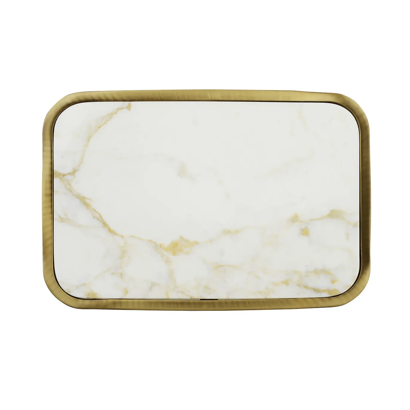 Tavolino laterale Jean con struttura in ottone e piano in marmo Calacatta