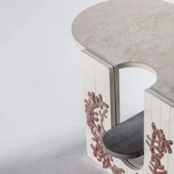 Tavolino laterale medio in marmo e pietra Prifera