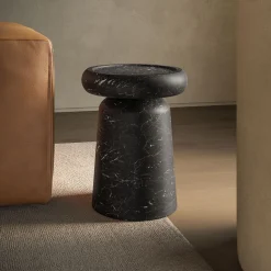 Tavolino Laterale Medium in Marmo Marquinia Nero di Ivan Colominas