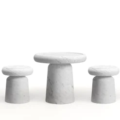 Tavolino Laterale Piccolo in Marmo Gioia Bianco Nissa di Ivan Colominas