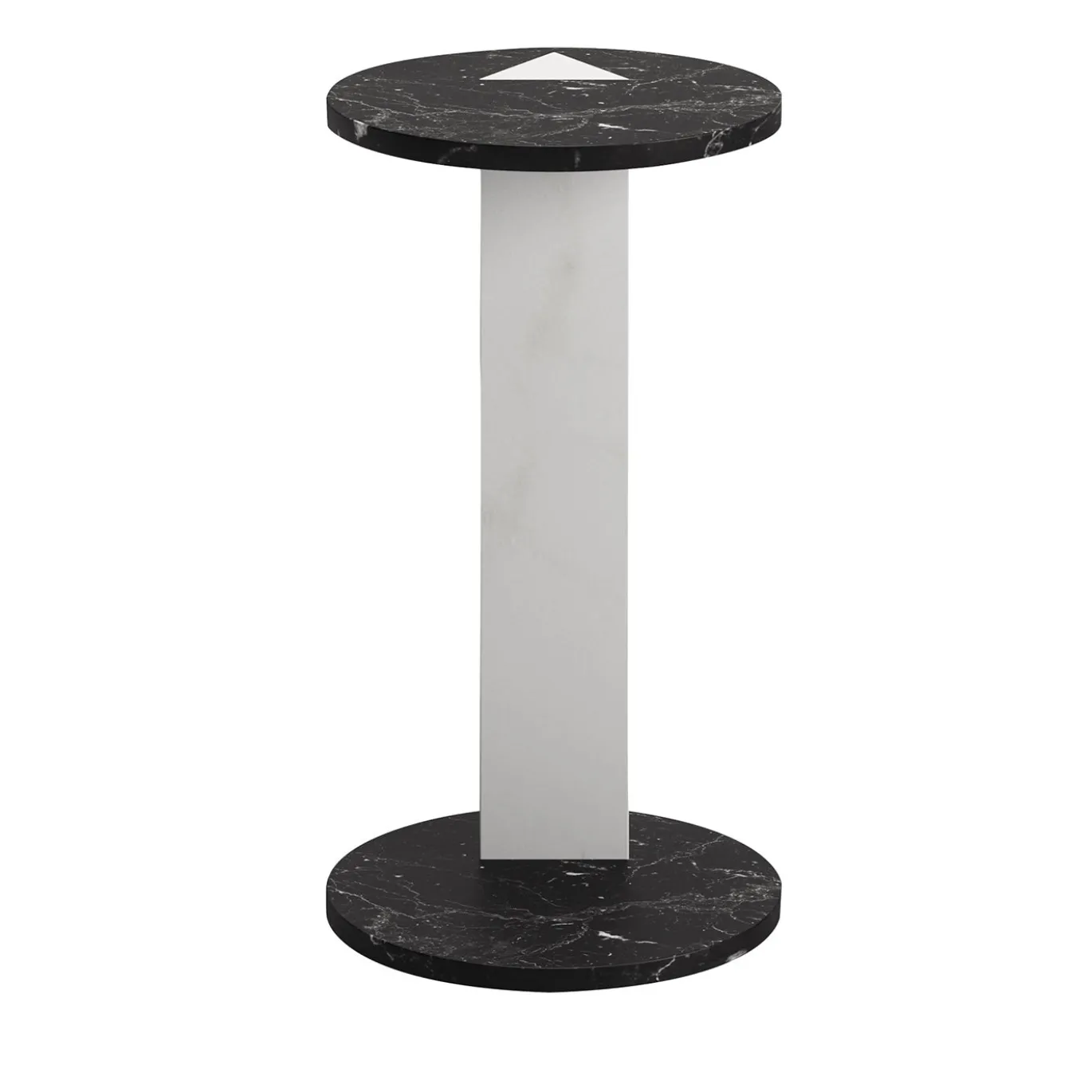 Tavolino laterale rotondo in marmo nero e bianco Lyris Modern L di Lorenzo Zaccarin