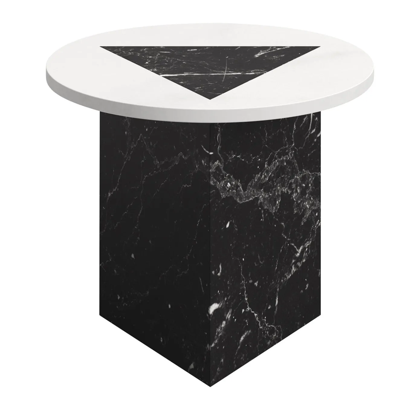 Tavolino laterale rotondo in marmo nero e bianco Modern S di Lorenzo Zaccarin