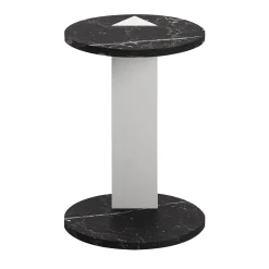 Tavolino laterale rotondo in marmo nero Lyris Modern S di Lorenzo Zaccarin