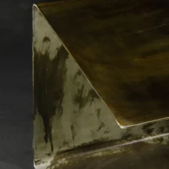 Tavolino Laterale Terra in Acciaio Grigio con Luce LED