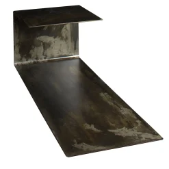 Tavolino Laterale Terra in Acciaio Grigio con Luce LED