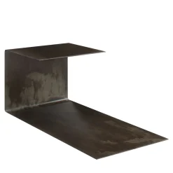 Tavolino Laterale Terra in Acciaio Grigio con Luce LED