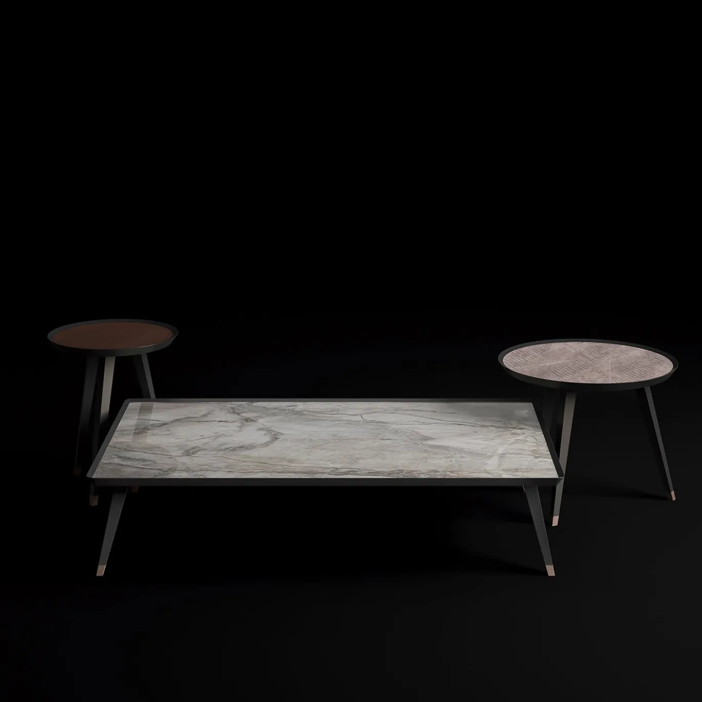 Tavolino medio in marmo con taglio Chevron