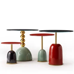 Tavolino medio in ottone e vetro Pins