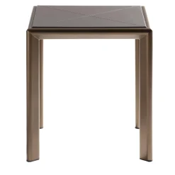 Tavolino Milano in cuoio marrone