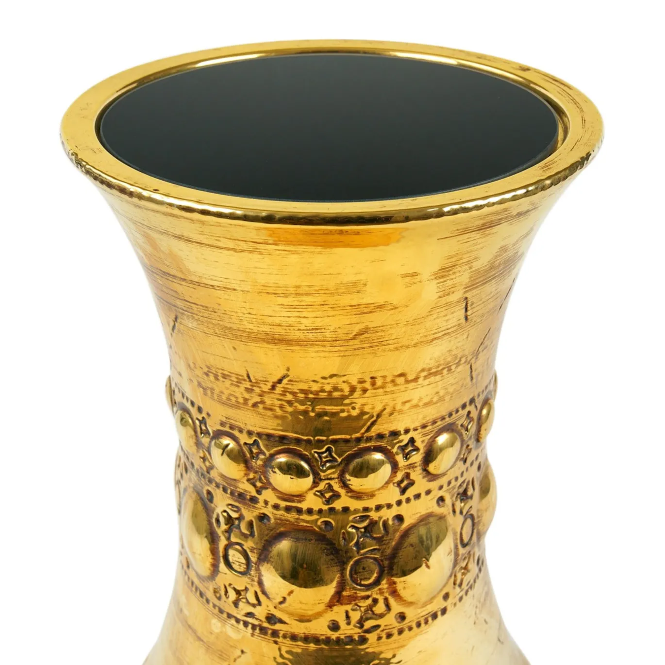 Tavolino Myra in ceramica oro di Gabriele Mengoni