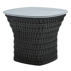 Tavolino nero per esterni con piano in pietra