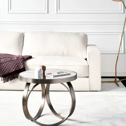 Tavolino Ottoline Gueridon con finitura bronzo e top in specchio