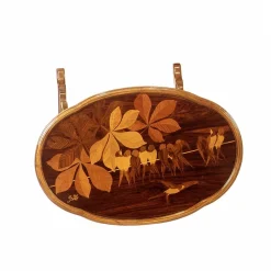 Tavolino ovale intarsiato in stile Art Nouveau francese di Emile Gallè