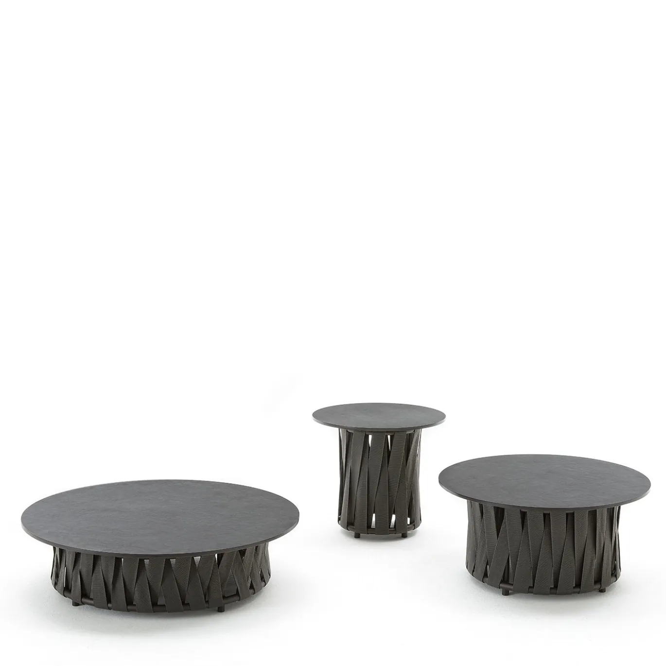 Tavolino per esterni Circus nero con piano rotondo in Dekton