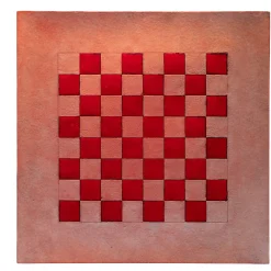Tavolino quadrato Across Dama in rame rosso