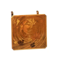 Tavolino quadrato intarsiato in stile Art Nouveau francese di Emile Gallè