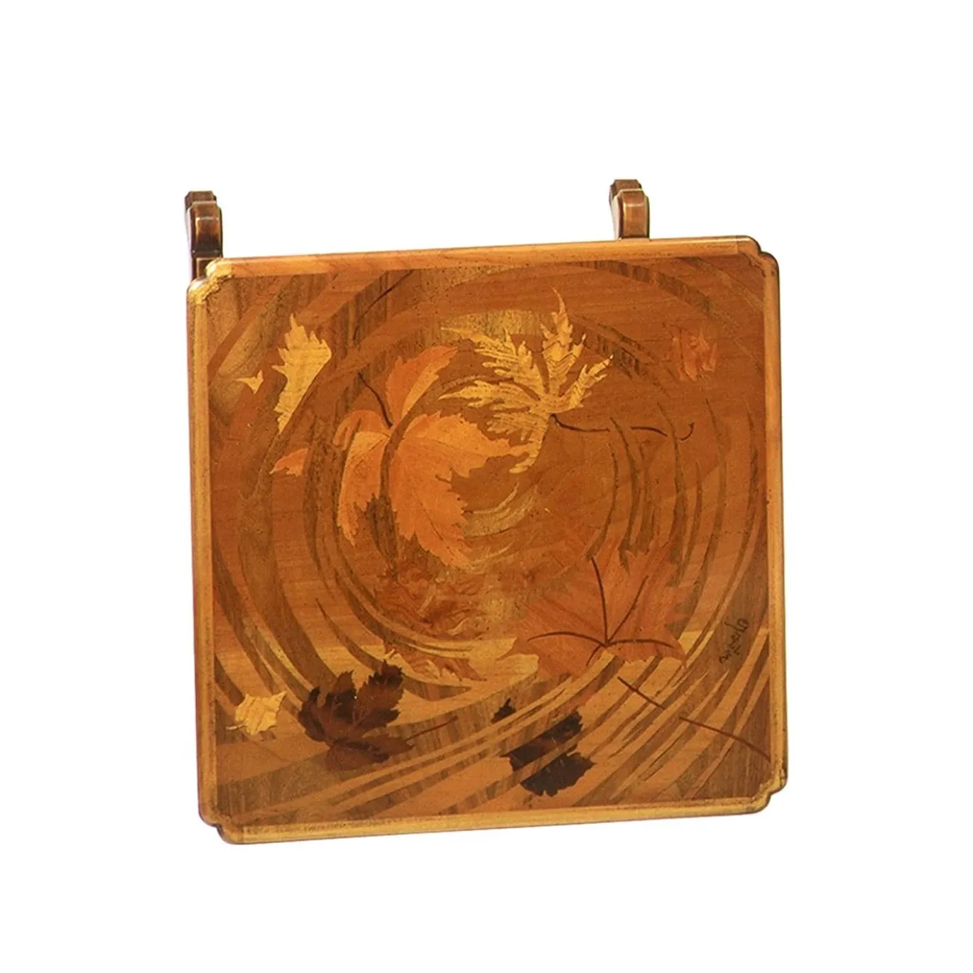 Tavolino quadrato intarsiato in stile Art Nouveau francese di Emile Gallè