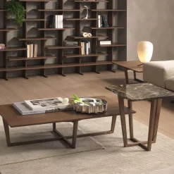 Tavolino rettangolare City con piano in legno di frassino di Fabio Rebosio