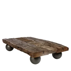 Tavolino rettangolare in legno di quercia storico recuperato