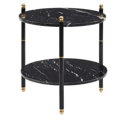 Tavolino Riviera rotondo in marmo nero Marquina