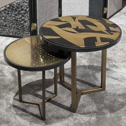 Tavolino Romeo in legno e ottone