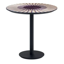 Tavolino rotondo Altobasso in legno Bolivar viola e beige con base in metallo