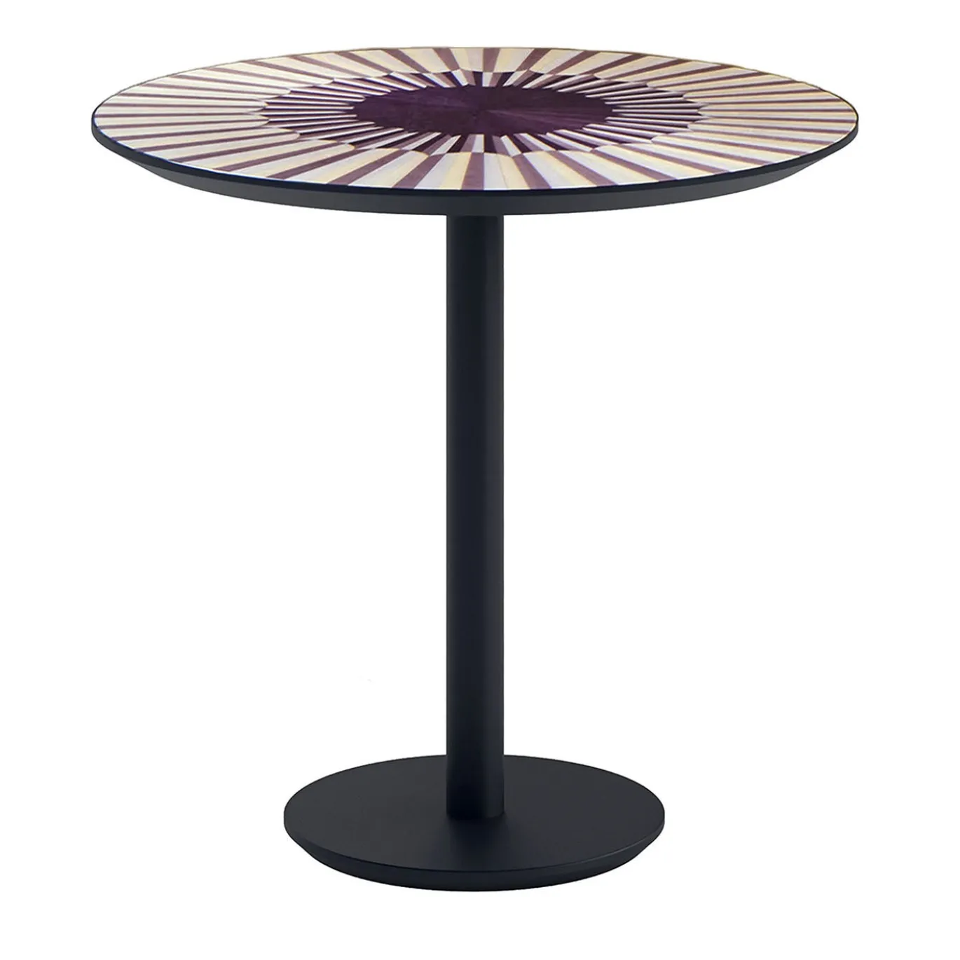 Tavolino rotondo Altobasso in legno Bolivar viola e beige con base in metallo