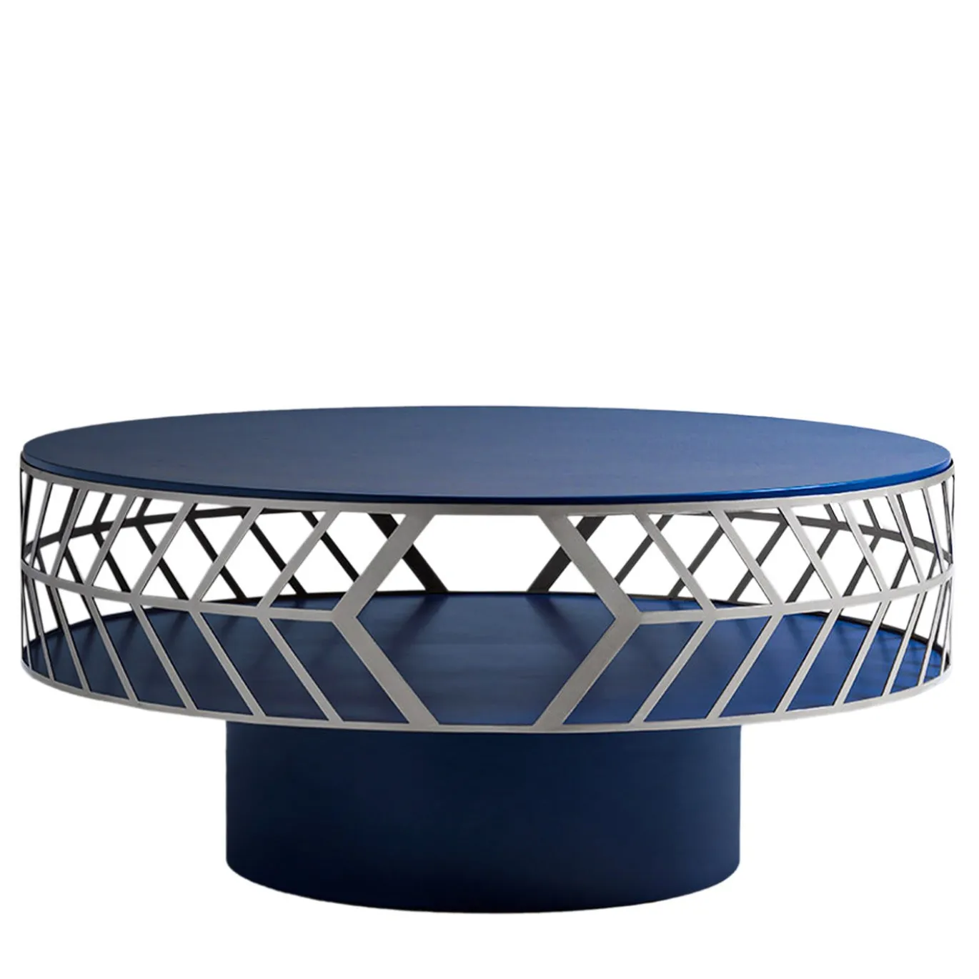 Tavolino rotondo blu Lok di Elena Salmistraro