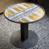 Tavolino rotondo Ca' Vendramin Calergi in ferro grigio con dettagli in foglia d'oro