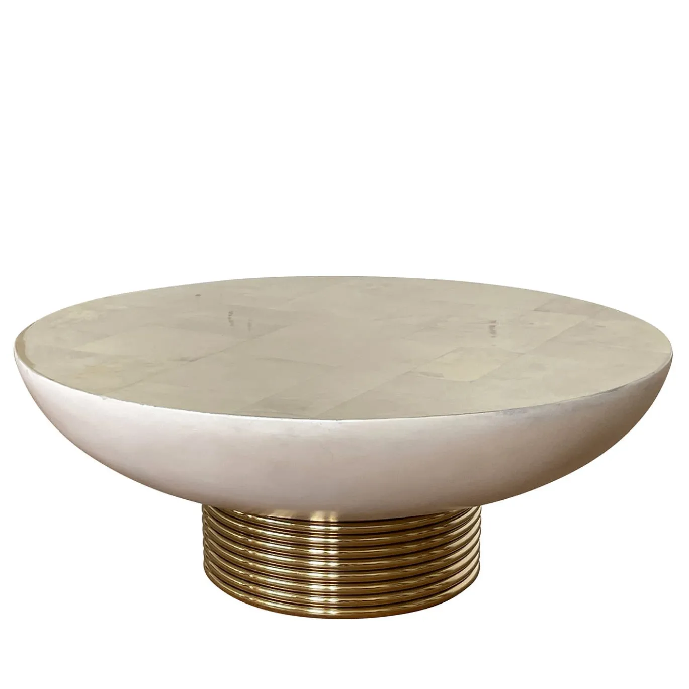 Tavolino rotondo con piano in pergamena