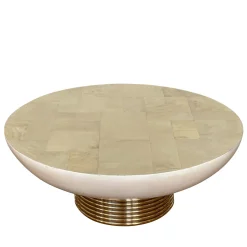 Tavolino rotondo con piano in pergamena
