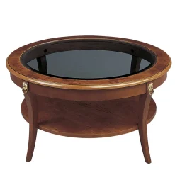 Tavolino rotondo con piano in vetro