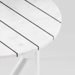 Tavolino rotondo Gessato in marmo di Carrara bianco