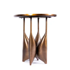 Tavolino Rotondo Golden Muse in Corno Marrone