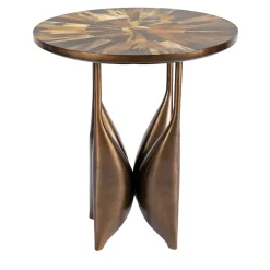 Tavolino Rotondo Golden Muse in Corno Marrone