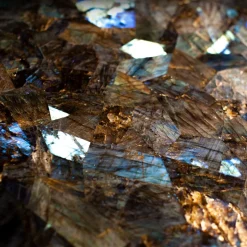 Tavolino rotondo in labradorite e cromato Buonanotte