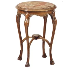 Tavolino rotondo in stile Art Nouveau francese con piano in macchiavecchia
