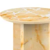 Tavolino Rotondo MM Small in Marmo Giallo Siena e Resina Cementizia Bianca