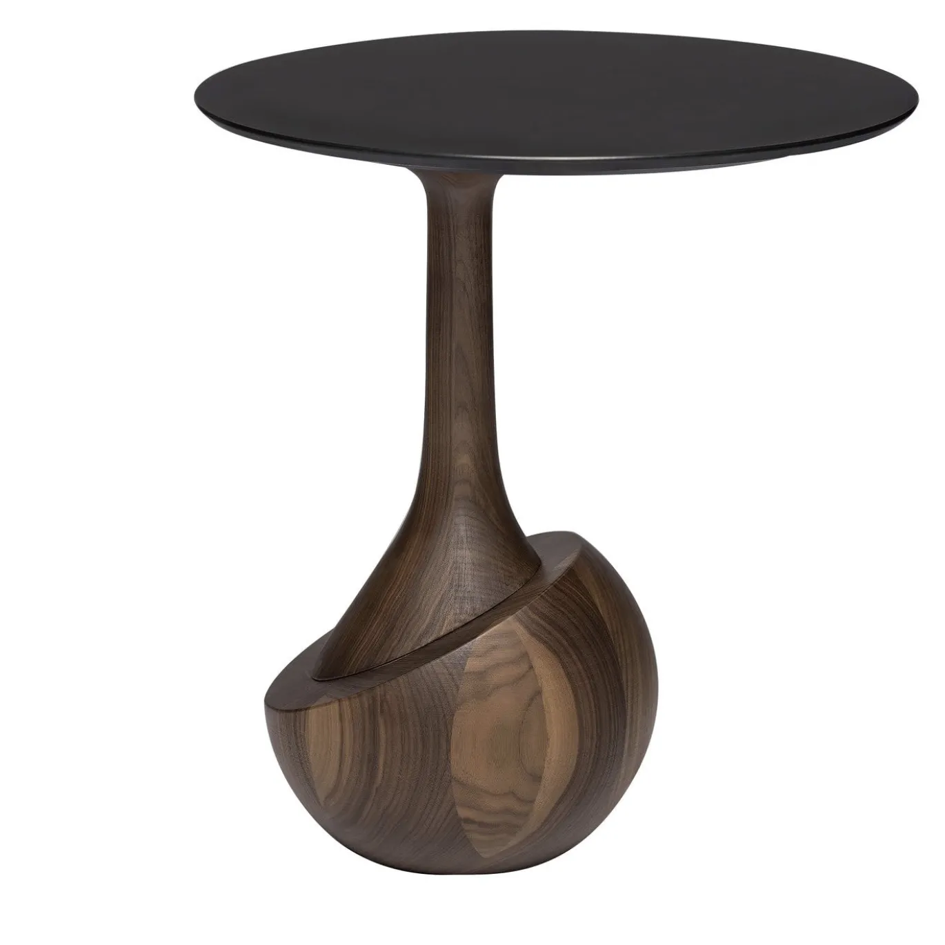 Tavolino rotondo moderno Achille in legno di noce scuro