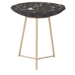 Tavolino rotondo Rio in marmo e base in ottone