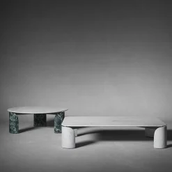 Tavolino rotondo Taula Verde Alpi e Bianco Carrara