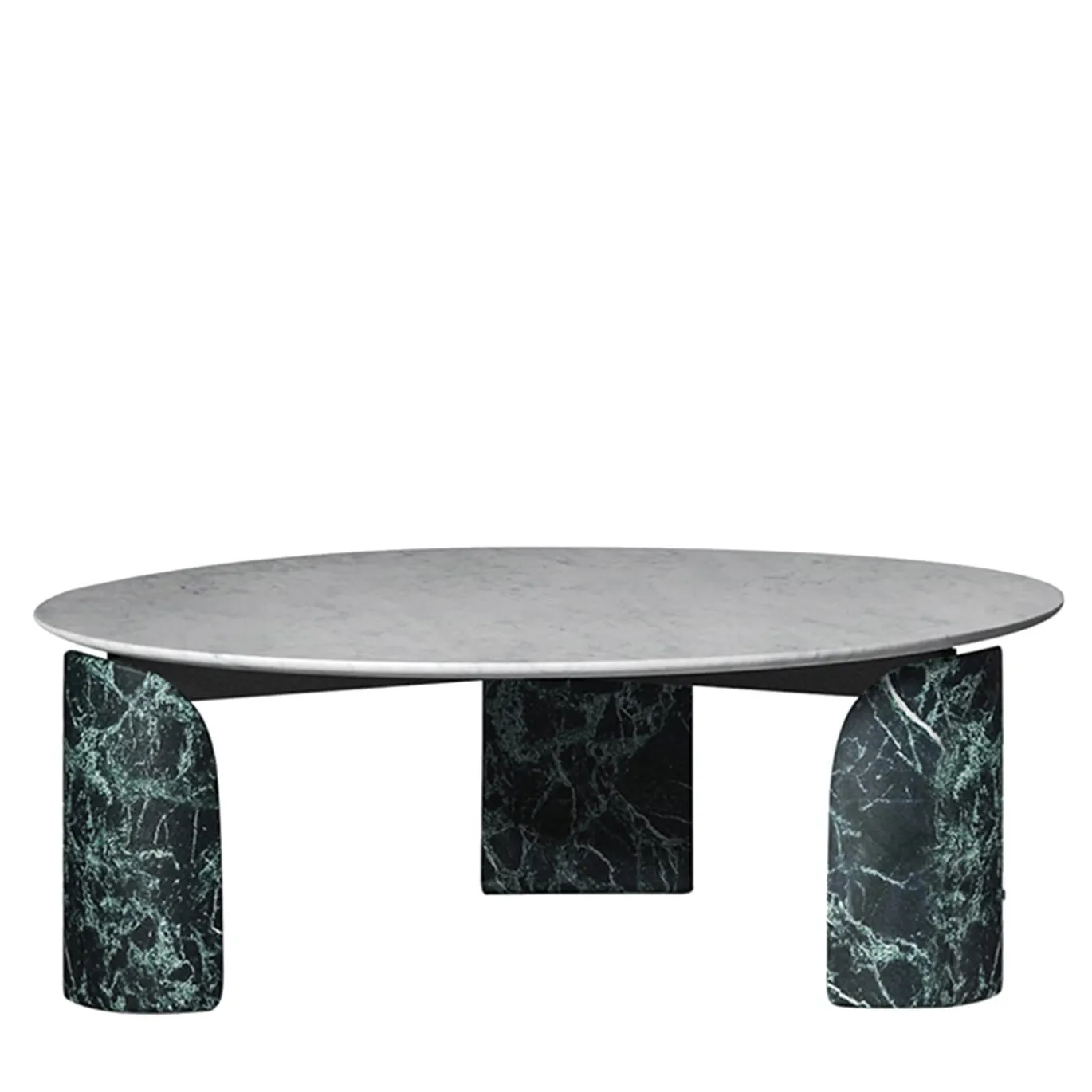Tavolino rotondo Taula Verde Alpi e Bianco Carrara