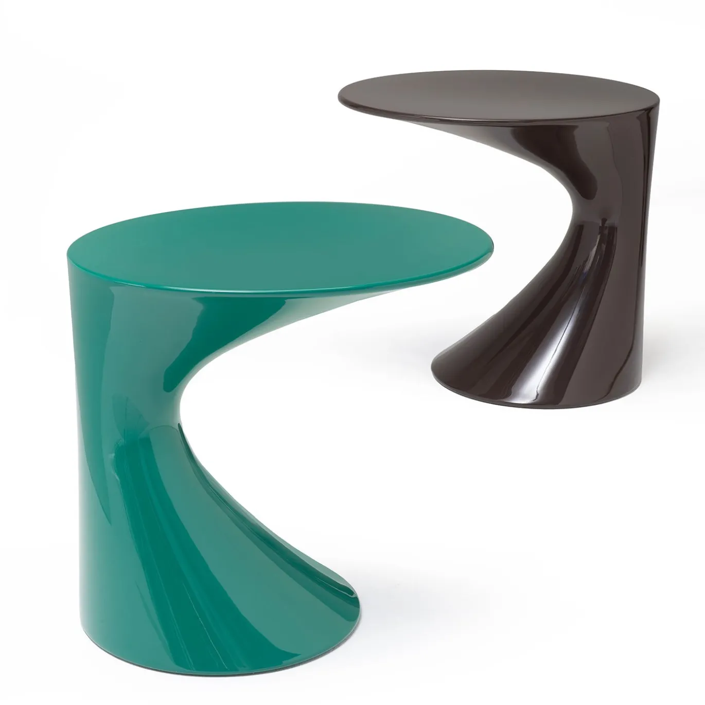 Tavolino Rotondo Tod Verde lucido di Todd Bracher