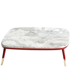 Tavolino Sabrina rosso con piano in marmo